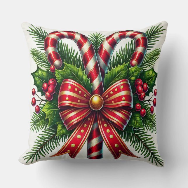Feestelijke kerststokjes met hulst kussen (Voorkant)