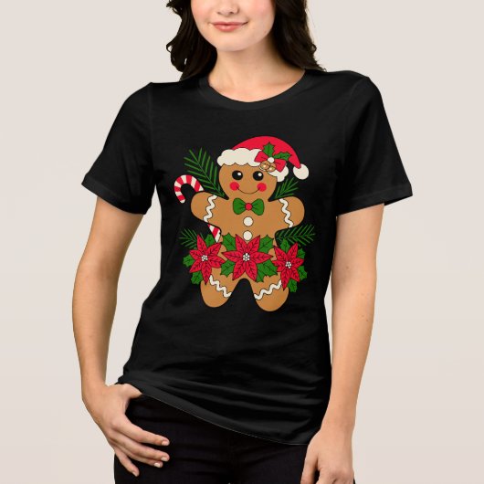 Feestelijke Kerststol Vreugde Tri-Blend Shirt (Voorkant)