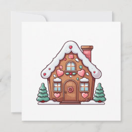 Feestelijke kerststolhuis met harten feestdagenkaart