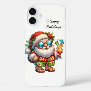 Feestelijke Kerststrand aanpasbare Kerstman iPhone 16 Plus Hoesje