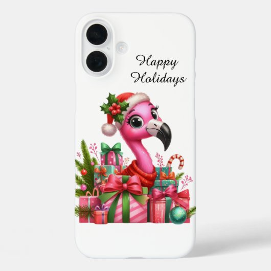 Feestelijke Kerststrand aanpasbare roze flamingo Case-Mate iPhone Case (Achterkant)