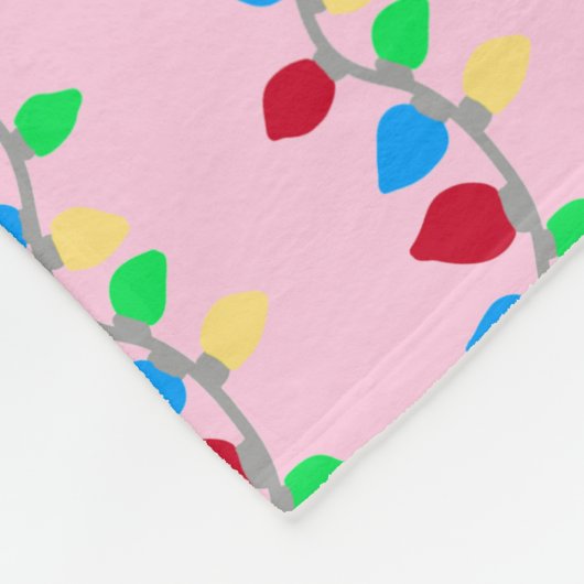 Feestelijke Kerststring Lights op Pink Fleece Deken (Hoek)