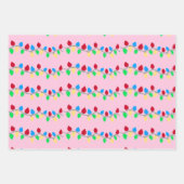 Feestelijke Kerststring Lights op Pink Inpakpapier Vel (Voorkant 2)
