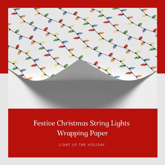 Feestelijke Kerststring Lights Wrapping Paper Cadeaupapier