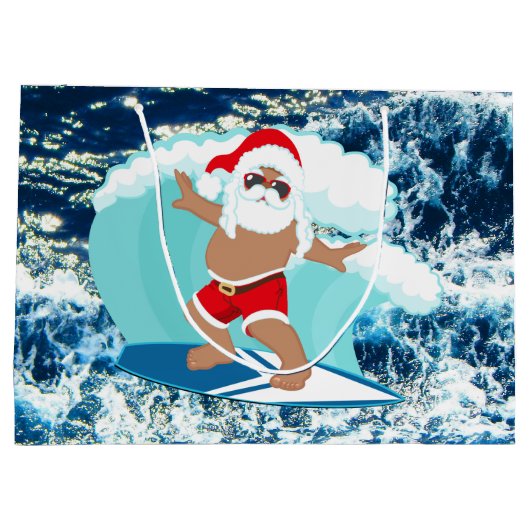 feestelijke kerstsurfen op Santa Holiday Groot Cadeauzakje (Achterkant)