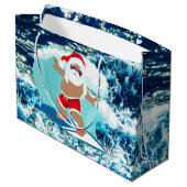 feestelijke kerstsurfen op Santa Holiday Groot Cadeauzakje (Achterkant Gekanteld)
