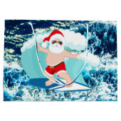 feestelijke kerstsurfen op Santa Holiday Grote cad Groot Cadeauzakje (Achterkant)