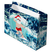 feestelijke kerstsurfen op Santa Holiday Grote cad Groot Cadeauzakje (Voorkant Gekanteld)