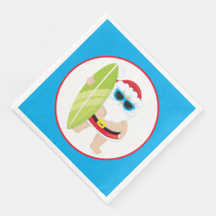Feestelijke Kerstsurfer Santa Holiday Servet