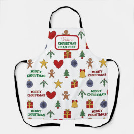 Feestelijke Kerstsymbool Naam Hoofd Chef Schort