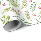 Feestelijke kersttakken en bessen cadeaupapier (Rol Hoek)