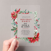 Feestelijke Kerstthema Poinsettia Lijst Party Acryl Uitnodigingen (Insitu (Draagbaar))