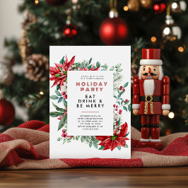 Feestelijke Kerstthema Poinsettia Lijst Party Kaart