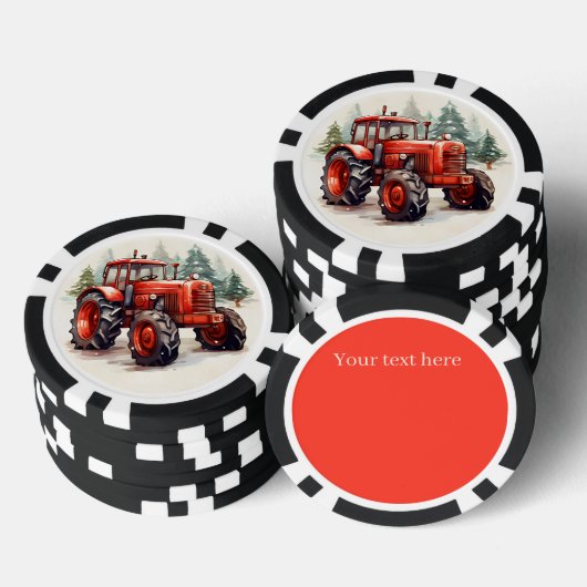 Feestelijke kersttractor tekst toevoegen poker chips (Opstapeling)