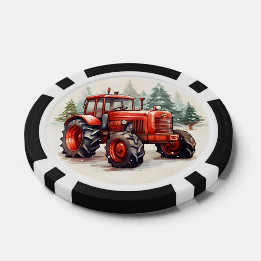 Feestelijke kersttractor tekst toevoegen poker chips (Enkel)