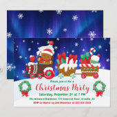 Feestelijke kersttrain uitnodiging van gemberkoek (Voorkant / Achterkant)