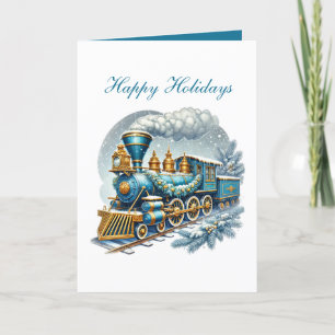 Feestelijke kersttrein aanpasbaar feestdagen kaart