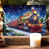 Feestelijke kersttrein feestdagen kaart