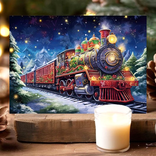 Feestelijke kersttrein feestdagen kaart