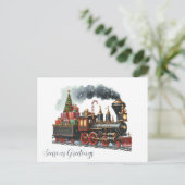 Feestelijke kersttreinen voegen bericht toe feestdagenkaart (Staand voorkant)