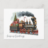 Feestelijke kersttreinen voegen bericht toe feestdagenkaart (Voorkant)