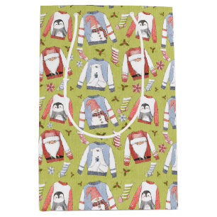 Feestelijke kersttrui en -kousen medium cadeauzakje