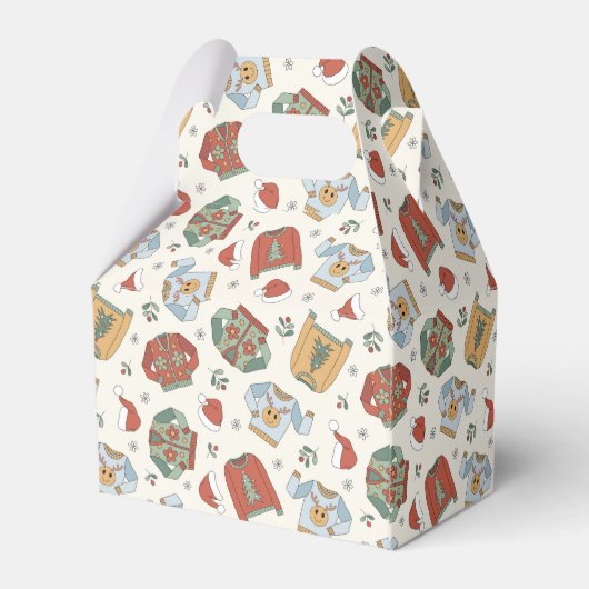 Feestelijke Kersttruien en Petten Patroon Bedankdoosjes (Achterkant)