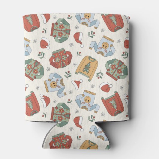 Feestelijke Kersttruien en Petten Patroon Blikjeskoeler (Achterkant)