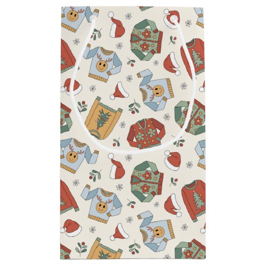 Feestelijke Kersttruien en Petten Patroon Klein Cadeauzakje (Achterkant)