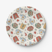 Feestelijke Kersttruien en Petten Patroon Papieren Bordje (Voorkant)