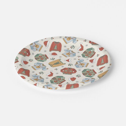 Feestelijke Kersttruien en Petten Patroon Papieren Bordje (Gekanteld)