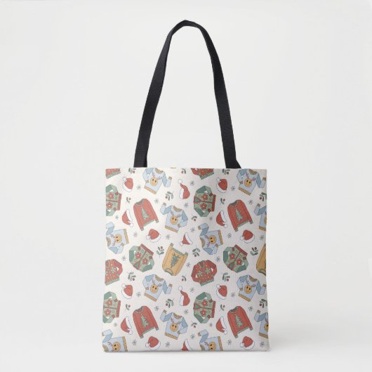 Feestelijke Kersttruien en Petten Patroon Tote Bag (Voorkant)