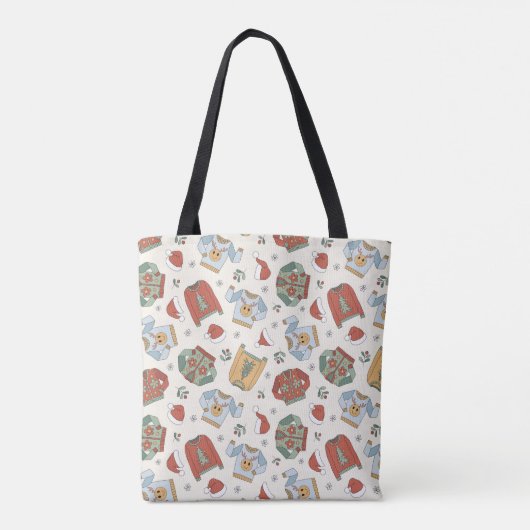 Feestelijke Kersttruien en Petten Patroon Tote Bag (Achterkant)