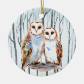 feestelijke kerstuil voegt gevoel toe keramisch ornament (Voorkant)