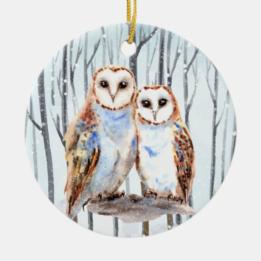 feestelijke kerstuil voegt gevoel toe keramisch ornament (Voorkant)