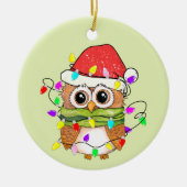 feestelijke kerstuil voegt gevoel toe keramisch ornament (Voorkant)