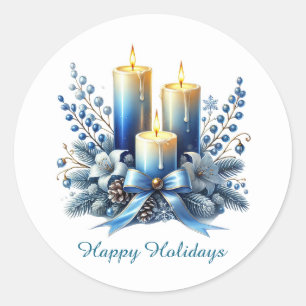 Feestelijke kerstvakantie aanpasbare kaarsen ronde sticker