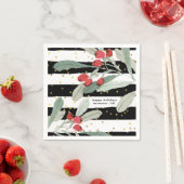 Feestelijke Kerstvakantie Botanische Strepen Goud Servet (Insitu)