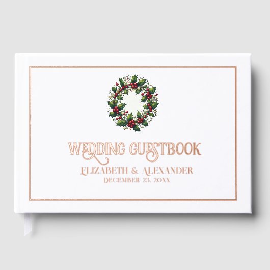 Feestelijke kerstvakantie bruiloft gastenboek (Voorkant)