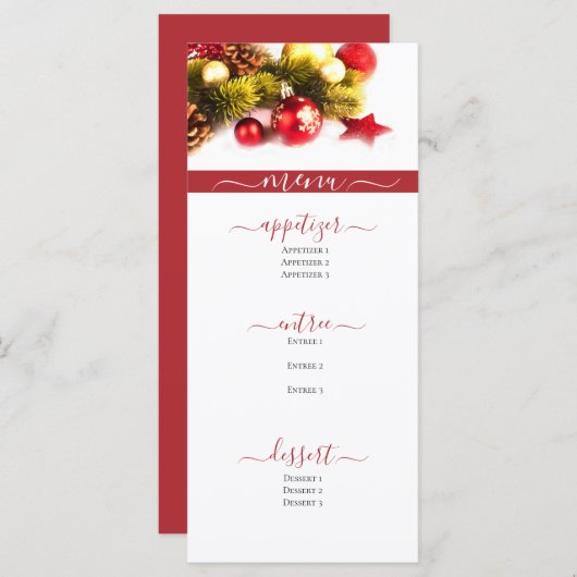 FEESTELIJKE KERSTVAKANTIE BRUILOFT MENU (Voorkant / Achterkant)