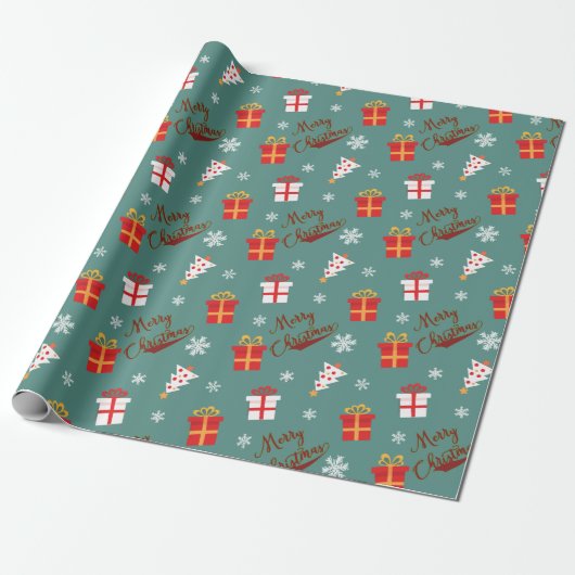 Feestelijke Kerstvakantie  Cadeaupapier (Uitgerold)