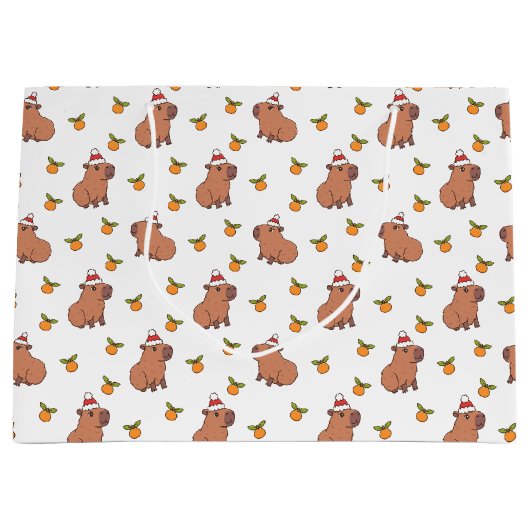 Feestelijke kerstvakantie Capybara Groot Cadeauzakje (Voorkant)