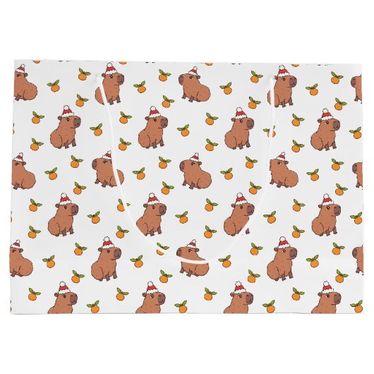 Feestelijke kerstvakantie Capybara Groot Cadeauzakje (Achterkant)