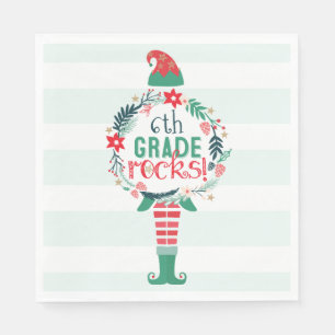 Feestelijke Kerstvakantie Elf & Bloemenkrans Servet