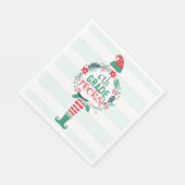 Feestelijke Kerstvakantie Elf & Bloemenkrans Servet (Hoek)