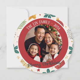 Feestelijke Kerstvakantie Familie Fotokaart Feestdagenkaart