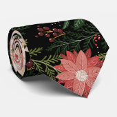 Feestelijke kerstvakantie feest Poinsettia Stropdas (Opgerold)