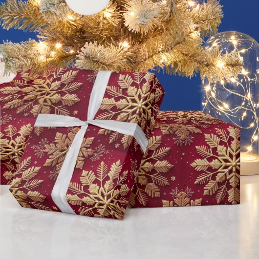 Feestelijke Kerstvakantie Gouden Sneeuwvlok Cadeaupapier (Feestdagen)