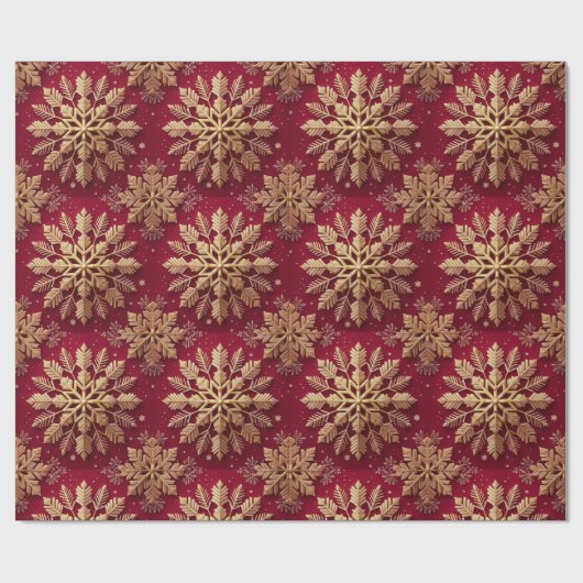 Feestelijke Kerstvakantie Gouden Sneeuwvlok Cadeaupapier (Vlak)