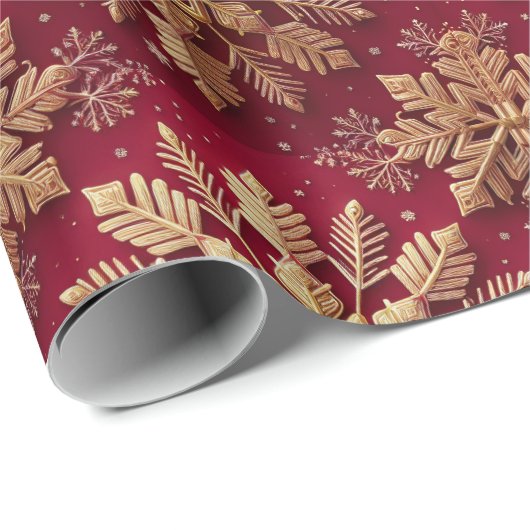 Feestelijke Kerstvakantie Gouden Sneeuwvlok Cadeaupapier (Rol Hoek)